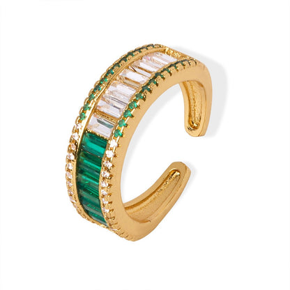 18K gold light luxury fashion inlaid gemstone design ring